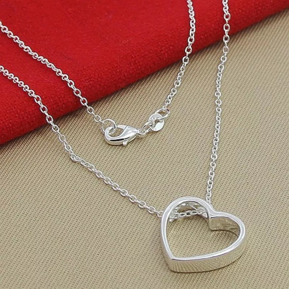 New Sterling Silver Heart Necklace 925 Stamped